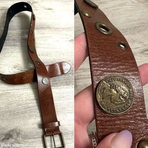 Sangiorgio Italian Brown Coin Leather Belt cowboy belt size medium